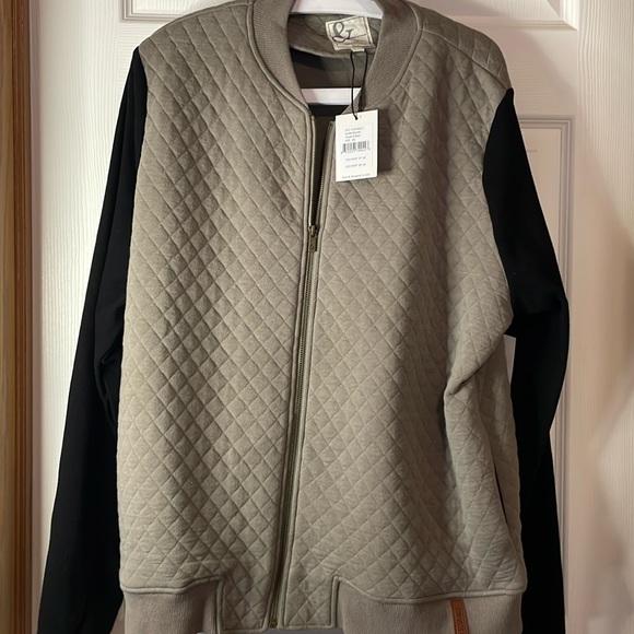 NWT Ampersand Ave Quilted Bomber Jacket taupe & black size 3XL - Picture 1 of 5